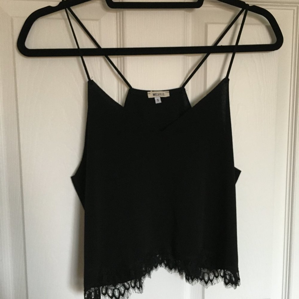 Black lace cropped Brandy Melville tank